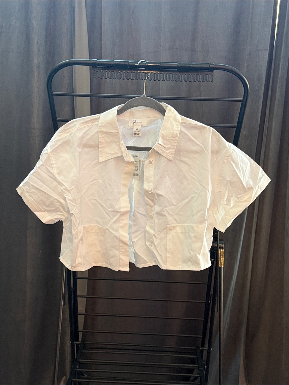 Cropped White Button-Up Shirt